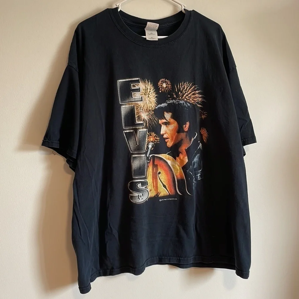 VTG Elvis Presley Tee XXL T-Shirt Black Graceland Music King Rock Merch OG Band